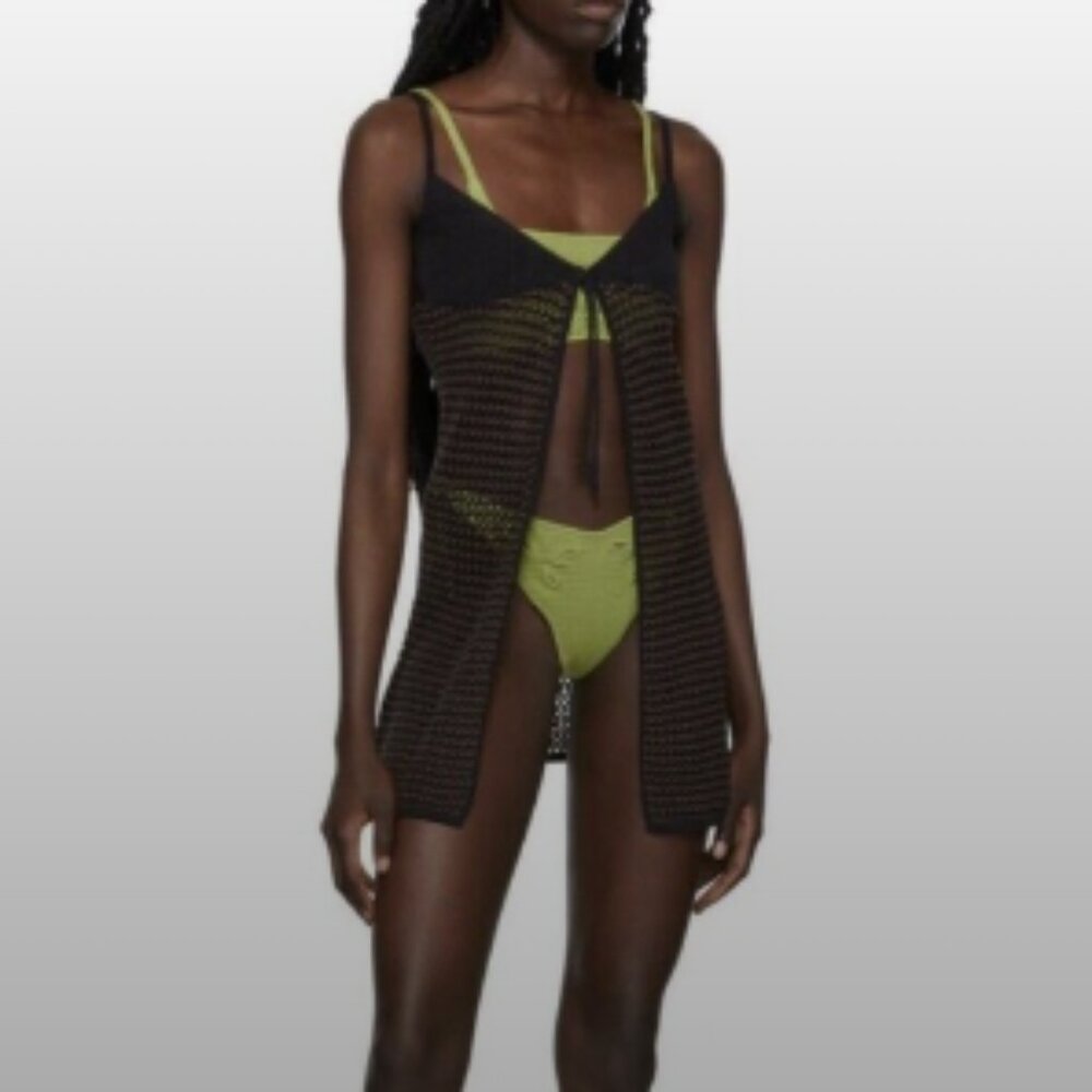 Danielle Guizio SSENSE Exclusive  Crochet Black Open Front Camisole NEW Size S